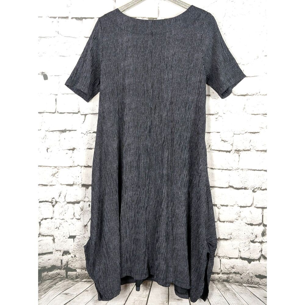 NICHE Nilgun Derman Florence Dress Black Ridge Stripe Midi Dress Lagenlook Large - Picture 7 of 9